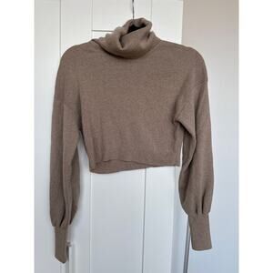 Aritizia Wilfred Rebecca Croped Turtleneck Wool & Cotton Brown, Size S, Like New